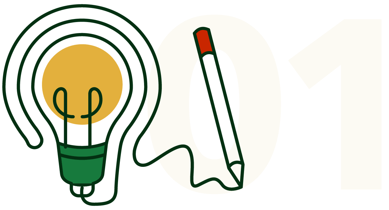 lightbulb icon representing step one in gonnella research and development